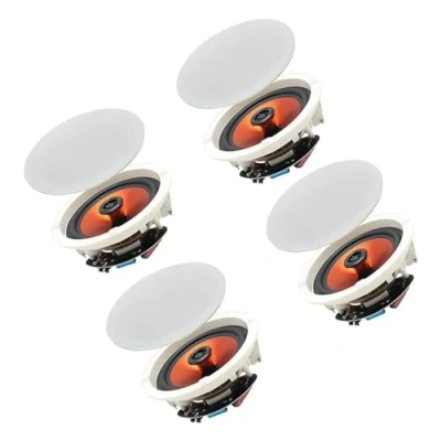 Image of Herdio 6.5&quot; 4 PCS 600 Watts Ceiling Bluetooth Speakers Home recessed Speaker System perfect for, Kitchen,Bedroom,Bathroom,Covered Patio