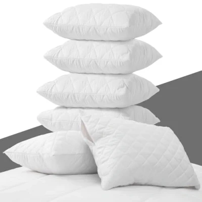 Image of Pillow Protectors 6 Pack Cover White, Anti Allergy Zipped Pillows Protector, Machine Washable Quilted Case, Soft &amp; Breathable 50 x 75cm