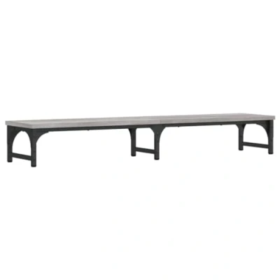 Image of vidaXL Grey Sonoma Engineered Wood Monitor Stand Ergonomic, Adjustable Legs, Additional Storage Space, Stable, Moisture Resistant, 105x23x15.5 cm
