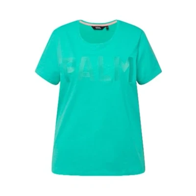Image of Ulla Popken Women&#039;s T Shirt with Lettering, Regular 829260, Turquoise Green, 20 UK/22 UK