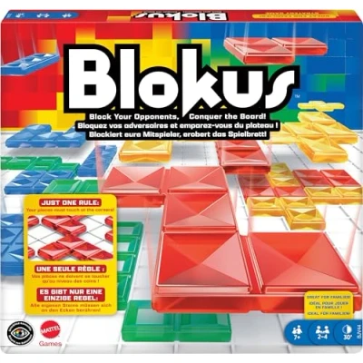 Image of Mattel Games Blokus, Family Board Game for Kids and Adults Party Night, Strategy Game, Engaging Gift Kids, 2 to 4 Players, Ages 7 Up, BJV44