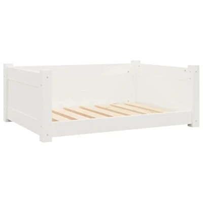 Image of vidaXL Solid Pine Wood Dog Bed in White Comfortable and Durable Pet Furniture with Minimalist Design for Any Home Decor Style