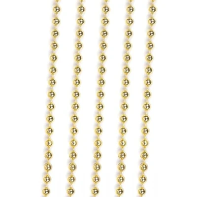 Image of Luxury Pearl Bead Plastic Garland for Christmas Tree Ornaments 5m Chain Holiday Decoration in Silver, Gold, or White (Gold Bead)