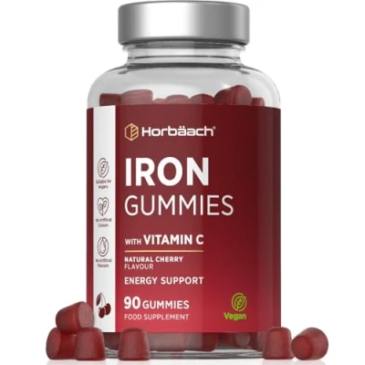 Image of Iron Supplements 14mg Gummies with Vitamin C 90 Vegan for Men &amp; Women by Horbaach