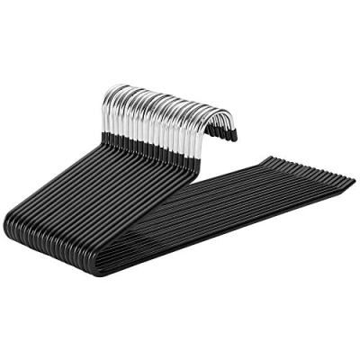 Image of SONGMICS Trouser Slack Hangers Organizers, Set of 20, Strong Metal dia: 5 mm Chrome plated Non slip 38 x 13 cm, Black CRI004 20