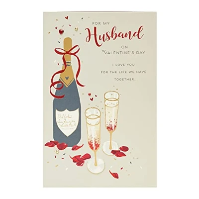 Image of UK Greetings Husband Valentines Day Card With Envelope Champagne Design