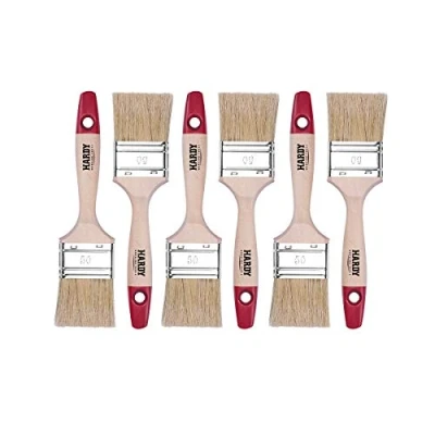 Image of HARDY WORKING TOOLS Flat Brush Set 6 Pieces 50mm Width Paint with Wooden Handle, Series *45*, 6pcs, A0205 450620