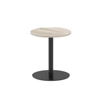 Image of Italia 600mm Poseur Round Table Grey Oak Top 720mm High Black Leg