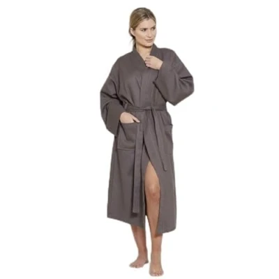Image of Forever Britain Dressing Gown, Florence Cotton Waffle Bathrobe for Women Plush Fleece Perfect Loungewear Long Robe, Gifts &amp; Men UK, Alpha, S, Regular, Charcoal