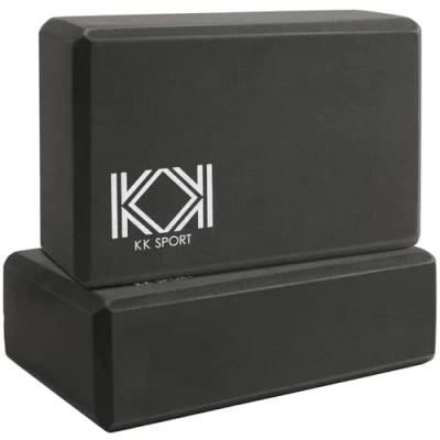 Image of KK Yoga Blocks Set of 2 High Density EVA Foam Bricks 3D Beveled Edges Design For Easy Gripping 23x15x8 cm Lightweight &amp; Sturdy Gymnastic Multi Functional Dance (BLACK, 2Pc)