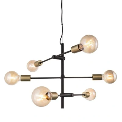 Image of Nordlux Josefine 48933003 Pendant Ceiling Light Modern Brass/Matt Black Pipe Chandelier, E27