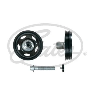 Image of 55571402, 614181, 615026 Crankshaft Pulley GATES TVD1171A 153mm with accessories VAUXHALL: Astra Mk6, Corsa Mk3, INSIGNIA Mk1, CHEVROLET: Orlando