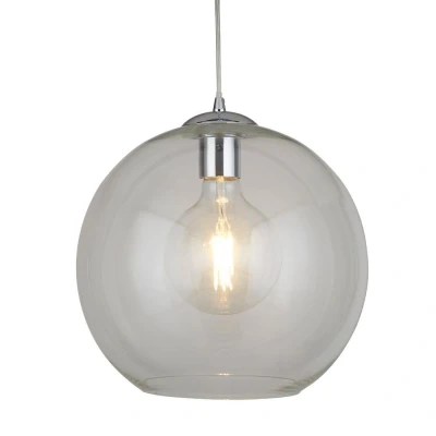 Image of Balls 1 Light Dome Ceiling Pendant Chrome, Clear Glass, E27