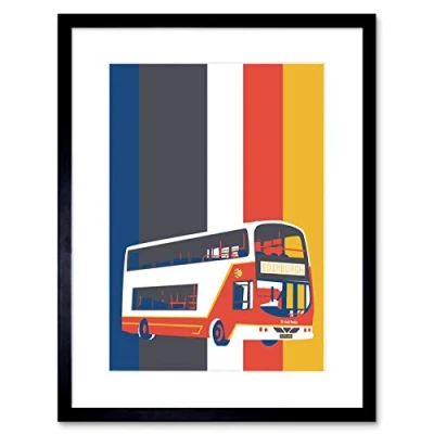 Image of Wee Blue Coo Edinburgh Transport Bus Framed Wall Art Print 12X16