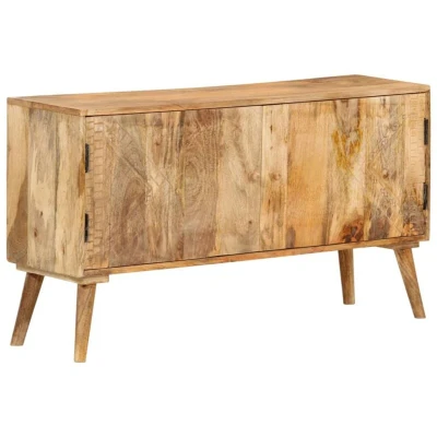 Image of vidaXL Sideboard Farmhouse Style Solid Mango Wood with Carved Pattern and Ample Storage Space