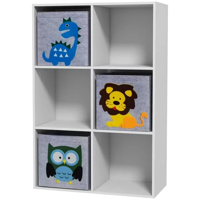 Image of ZONEKIZ Toy Organiser, Children Storage Boxes with Three Non Woven Fabric Drawers, Kids Box Organiser Shelf for Bedroom, Playroom, Nursery White