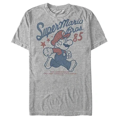 Image of Nintendo Men&#039;s Super Mario Running Profile 1985 T Shirt, Athletic Heather, S