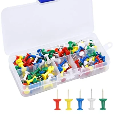 Image of Drawing Pins,100 Pcs Push Pins Creative Fashion Thumb Tacks Decorative Thumbtacks for Wall Maps,Photos,Bulletin Boardfor Pinboard,Cork Boards,Notice Board,Bulletin Board(5 Colours)
