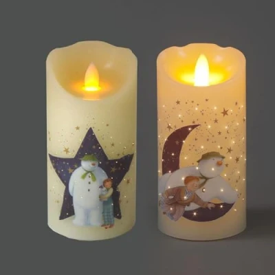 Image of YöL Pack Of 2 15cm Snowman, Snowdog &amp; Billy Candle Christmas LED Light Up Decor False