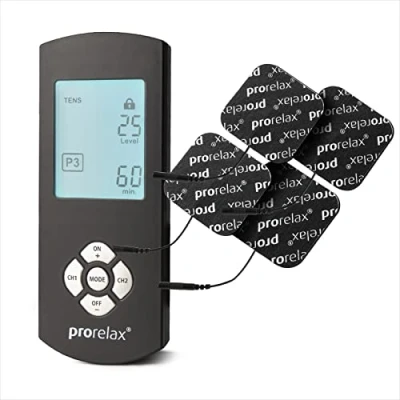 Image of prorelax TENS/EMS Duo Comfort Blackline Electrostimulation device 2 therapies With one For muscle building and against chronic pain large illuminated display