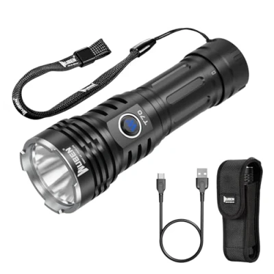 Image of WUBEN T70 Rechargeable Torch, 4200 Lumens Super Bright Torch with Holster, USB C Charging LED 6 Mode, IP68 Waterproof 5000mAh High Power Tactical for Camping, Searching, Hunting