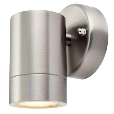 Image of 35W Brushed Stainless Steel Modern Decorative Outdoor Garden IP44 LED Compatible GU10 Wall Light Downlight