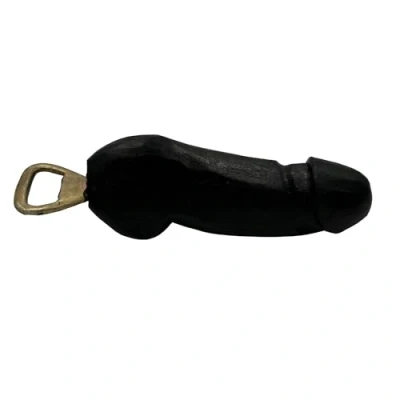 Image of Handmade Bottle Opener, Funny Party Gift Wooden Opener (Black, 6 inches)