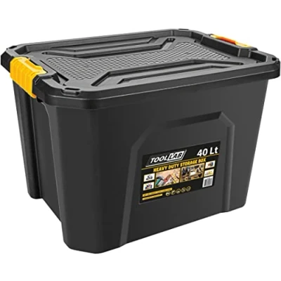 Image of 40L Heavy Duty Polypropylene Storage Box with Clip on Lid 490 x 380 320