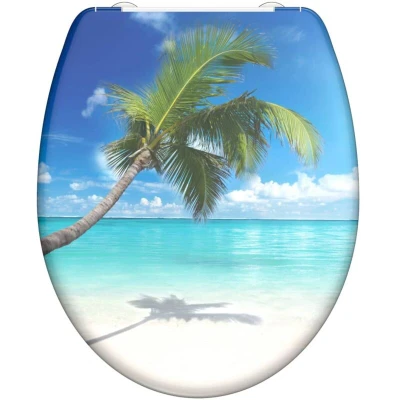 Image of Schütte Carribean Duroplast Soft Close Mechanism and Quick Release for Easy Cleaning, Maximum Load of The Toilet seat 150 kg, Beach Motif 82363