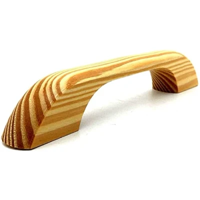 Image of Merriway BH05973 (2 Pcs) Wood Pine &#039;D&#039; Cupboard Cabinet Drawer Pull Handle Back Fix Lacquered 100mm (4 inch) Pack of 2 Pieces