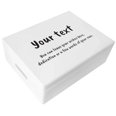Image of Creative Deco White Personalised Any Text Gifts for Women, Men, Girls or Boys Unique Wish Custom Gift Box Customised Wooden Storage with Hinged Lid Keepsake/Decoration