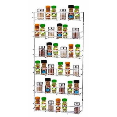 Image of Buckingham 6 Tier Spice &amp; Herb Rack Wall Mountable or Kitchen Cupboard Door Storage, Sturdy Gauge Chrome Plated Wire Construction. Premium Quality, 38.5 cm x 6.2 78.5 (30107)