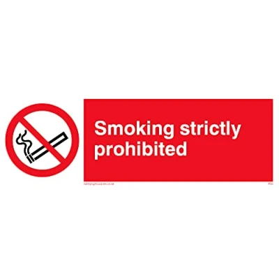 Image of Pack of five Smoking Strictly Prohibited Sign 150x50mm L15