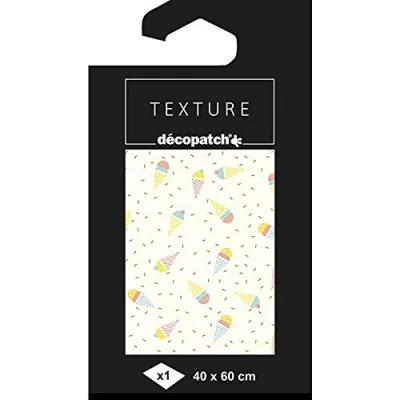 Image of Décopatch Ref TD785C Texture Collection Light Pink Ice Cream Pattern Contains 1 Sheet of 40 x 60cm Textured Paper, Foil Printing for Metallic Effects