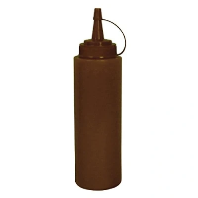 Image of Vogue Squeeze Sauce Bottle with Nozzle Cap 994 ml/35 oz, Brown, Material: Polyethylene, Screw Top &amp; Wide Neck for Easy Refill, Brown Bottle, W835