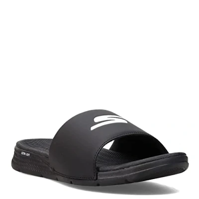 Image of Skechers Men&#039;s Go Consistent Performance Athletic Slide Sandal, Black/White, 7 Wide