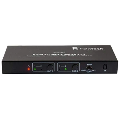 Image of FeinTech VMS02201 HDMI 2.0 Matrix Switch 2x2 with Audio Extractor 4K HDR SPDIF