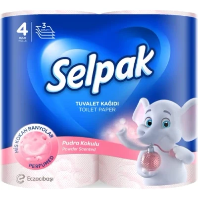 Image of Selpak Powder Scented Toilet Paper Bathroom Tissue Roll 3ply (4 Rolls/Pack)
