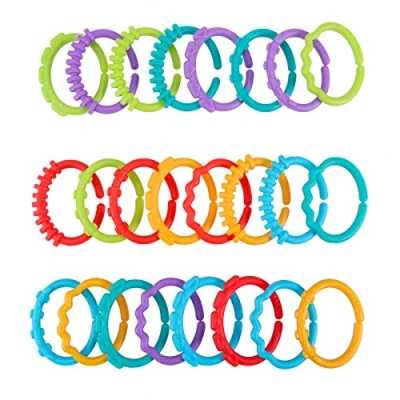 Image of YeahiBaby 24pcs Baby Teether Ring Link Rings Toys Infant Links Rattle Strollers Crib Travel
