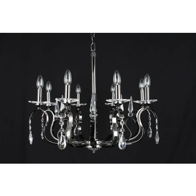 Image of Rhinestone Crystal Gun Metal 8 Arm Chandelier