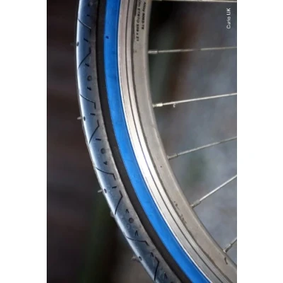 Image of CURIO UK SLICK MOUNTAIN BIKE TYRE TIRE LS077 26 X 2.10 W/ BLUE SIDEWALL STREET