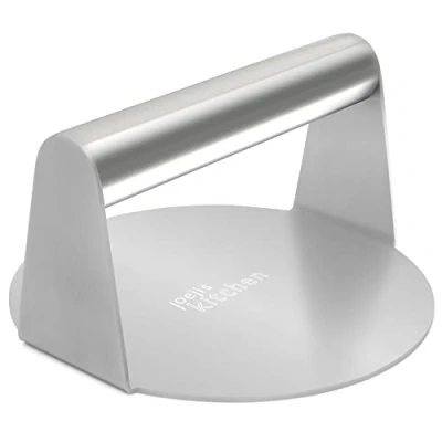Image of Joeji&#039;s Burger Smasher 5.5 Inch Stainless Steel Sandwich Steak Panini Press Professional BBQ Grill Accessory to Sear with Perfection and Retain Flavour