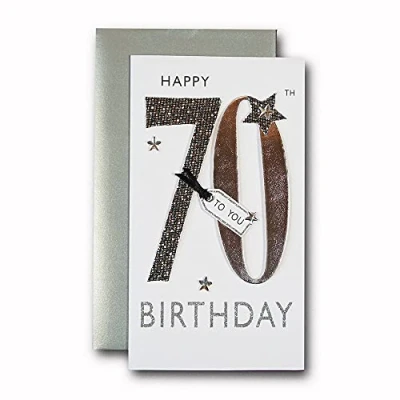 Image of 70th Birthday Greeting Card Hand Finished Champagne Range Cards JGS650