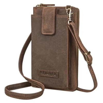 Image of STILORD &#039;Nelly&#039; Crossbody Phone Bag for Women Leather Shoulder Small Case Smartphone and Purse Cross Over XS Genuine Vintage Leather, Colour:Honey Brown