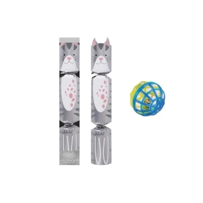 Image of Christmas Time Silver Cat Pet Cracker with Ball Gift 35cm