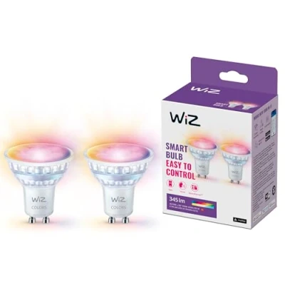 Image of WiZ GU10 Smart LED Glass Bulb Connected WiFi Works with Alexa,Google Assistant &amp; HomeKit, Dynamic Scenes on App Including Relax Mode, Music sync for Bedroom, Kitchen, TV, Party, 2 Pack, 50W