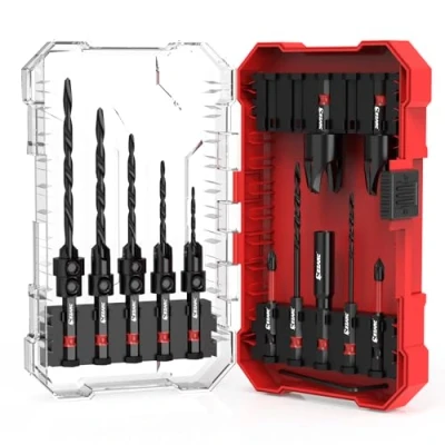 Image of EZARC Countersink Drill Bit Set, 15 PCS Tapered Bits Counter Sink with 2PCS Wood Plug Cutter 1/4&quot; Hex Shank Quick Change for Woodworking Storage Box