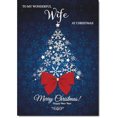 Image of doodlecards Wife Christmas Card Blue Abstract Tree Large A4 Size for with Plain Envelope
