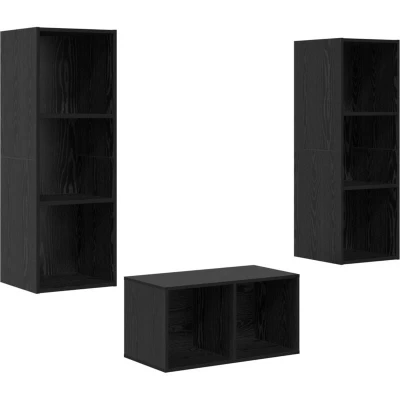 Image of vidaXL TV Cabinet Set Black oak 37 x 107 cm Engineered wood