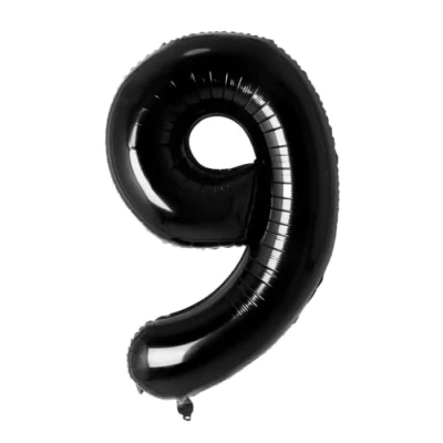 Image of Zebra Balloons Black Number 9 Foil Balloon, 101cm/40inch